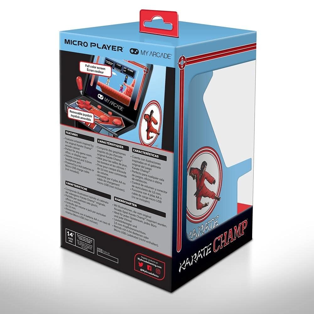 My Arcade Karate Champ Micro Player Arcade Machine: Fully Playable, 6.75 Inch Collectible, Color Display, Speaker, Volume Buttons, Headphone Jack