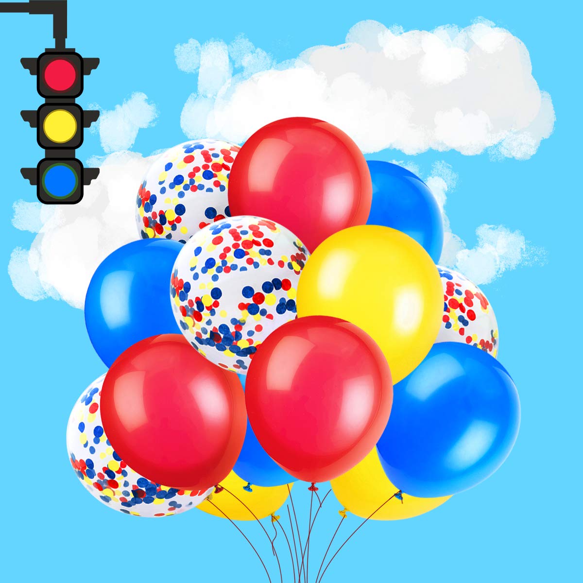 MOVINPE Transportation Birthday Decoration for Boys Happy Birthday Banner Cars School Bus Train Fire Truck Motorcycle Plane Foil Balloons Transport