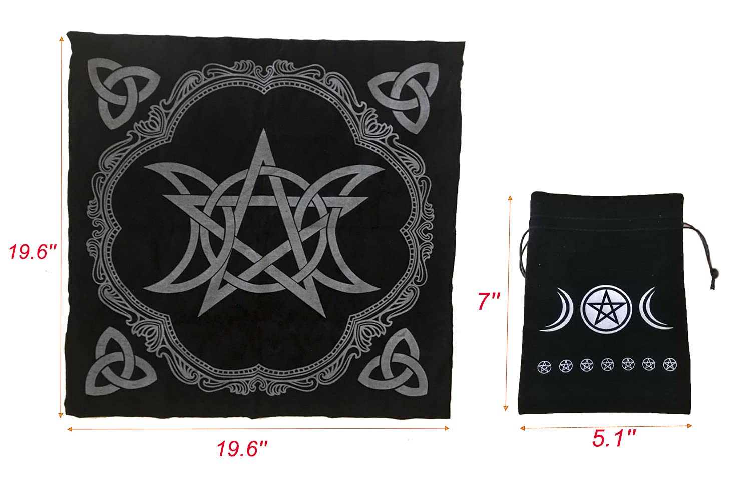 VIDAYA Altar Cloth, High-Grade Thick Velvet Fabric Triple Moon Pentagram Tarot Cloth, Use for Wiccan Witchcraft Supplies and Tools, Tarot Divination