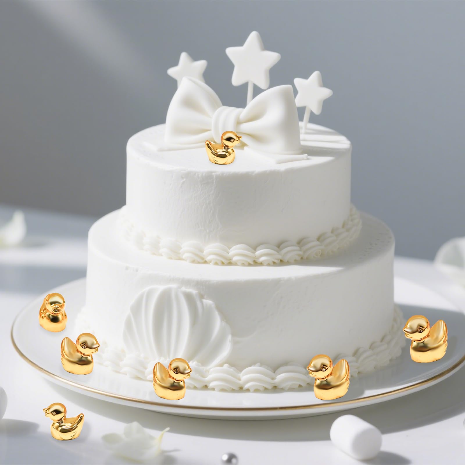 100Pcs 1Miniature Golden Resin Ducks Decorating Garden Landscap Dollhouses, Cakes, Potted Plants, and DIY Crafts - Perfect as Charming Party Gifts