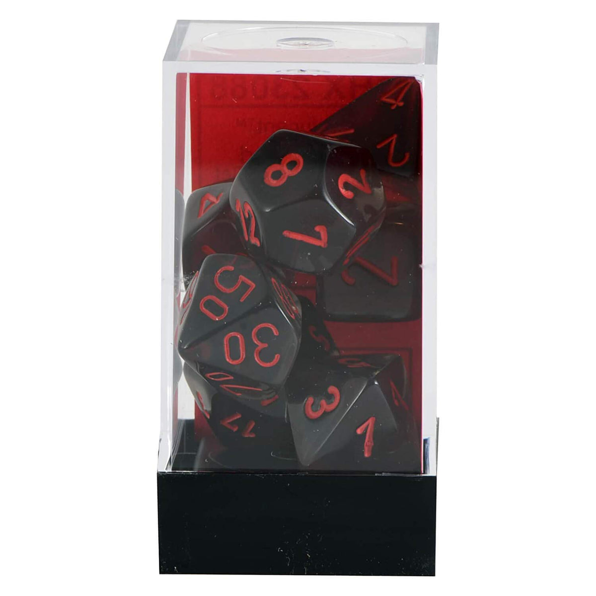 Chessex Dice Translucent: 7pc Smoke/Red, Grey