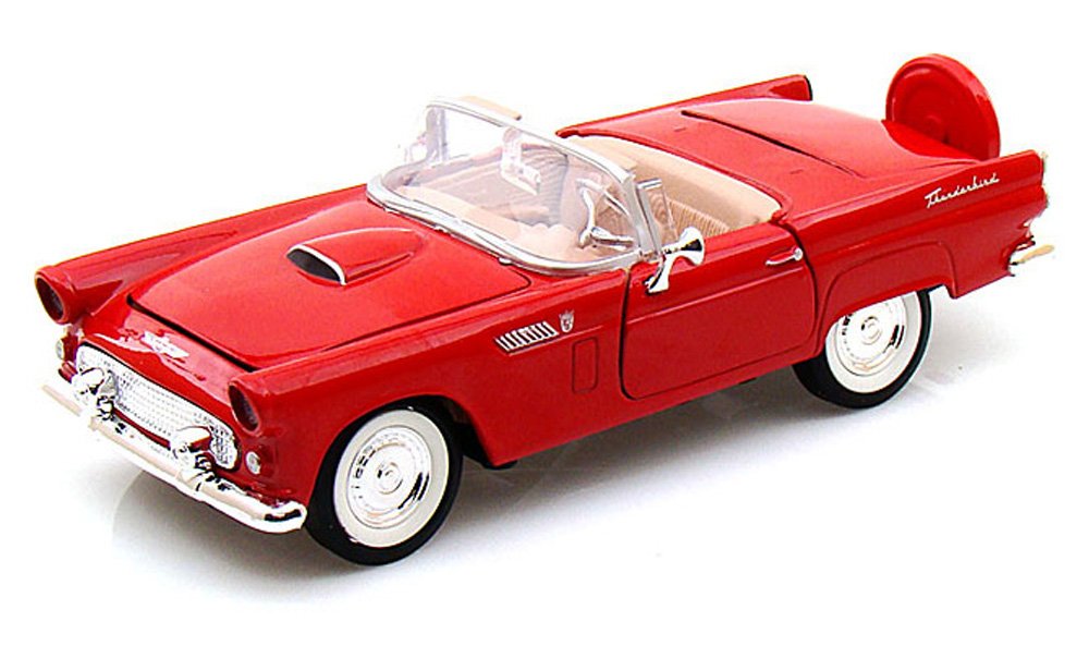 1956 Ford Thunderbird Convertible, Red - Motormax 73215 - 1/24 scale Diecast Model Toy Car