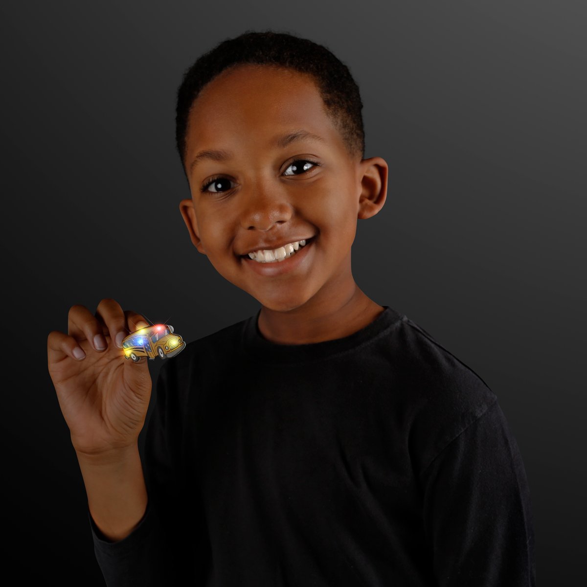 Light Up School Bus Flashing Blinking LED Body Light Lapel Pins (25-Pack)
