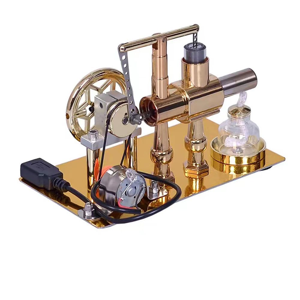 Hot Air Stirling Engine Motor Education Model Toy Electricity Power Generator LED Lights Kit Class Teaching Stirling Engine Kit for Adults Desktop
