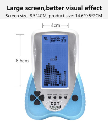 CZT Retro Brick Game Console Big Blue Backlight Screen Built-in 23 Games Tank Battle/Racing Can Plug Headphone Nostalgic Puzzle Pocket Handheld