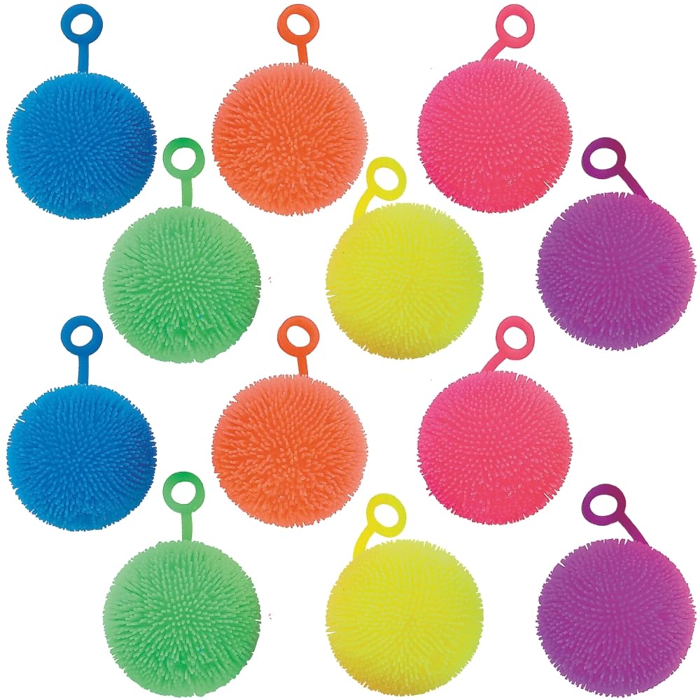 Porcupine Balls - Bulk Set of 12 Puffer Yo Yo Toys and Party Favors - Includes Display Box