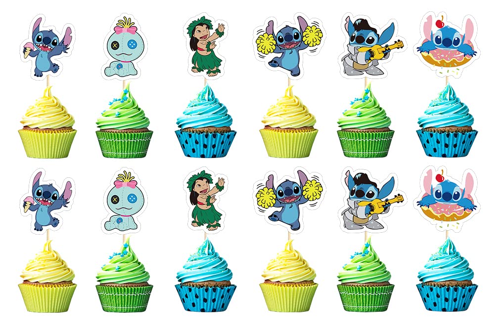 24PCS Cake Toppers Cupcake Toppers Cake Decorations Birthday Party Supplies Decorations