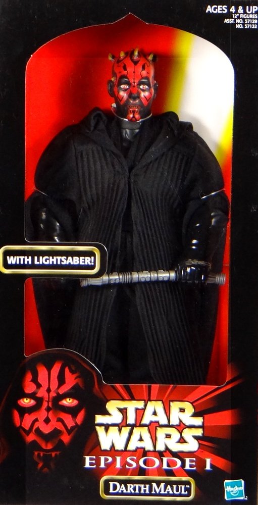 Star Wars Year 1998 Episode 1 Movie Series "The Phantom Menace" 12 Inch Tall Action Figure - DARTH MAUL with Cloak and Red Double Bladed Lightsaber