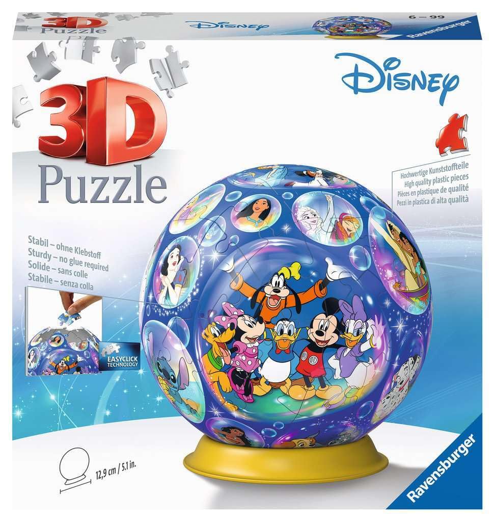 Ravensburger 3D Puzzle Ball Disney Characters 72 Pieces Puzzle Ball for Disney Fans from 6 Years