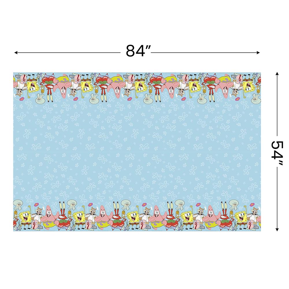 Spongebob Squarepants Plastic Table Cover - 54" x 84" (1 Pc) - Rectangular Tablecloth - Perfect for Kids Birthdays & Parties