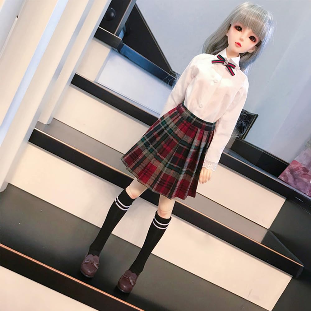 niannyyhouse 1/3 1/4 BJD Dolls Clothes Coat Shirt Plaid Pleated Skirt Socks European Dark Blue School Uniform Blazer Outfit Ball Jointed Dolls