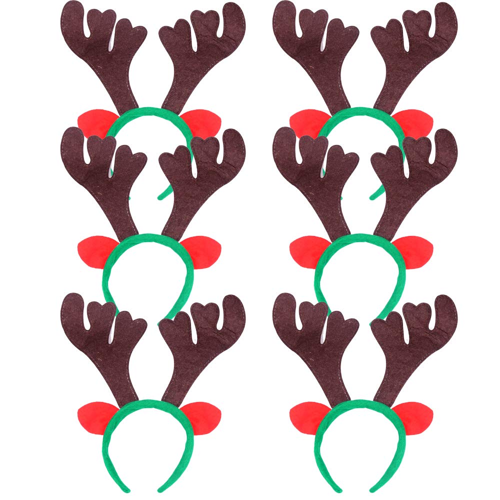 SUNTRADE 6PCS Reindeer Antlers Headband Christmas Headband Antler Deer Party