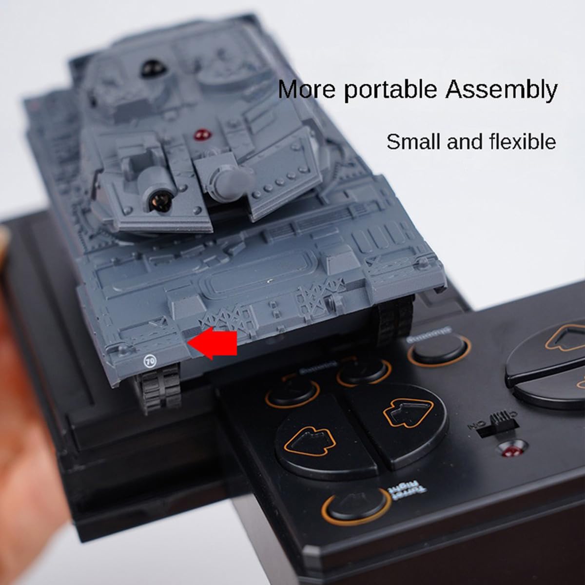 Tsiodot 2.4GHz Mini RC Tank Toy with LED and Rotating Turret. The Ultimate Military Toy for Boys and Girls (Gray)