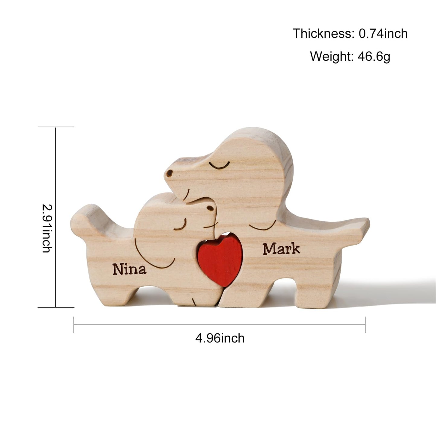 Personalized Wooden Puzzle with 2 Names,Wooden Elephant Puzzle,Customizable Wooden Puzzle for Home Decor and Thoughtful Gifts,Valentine's Day Gift
