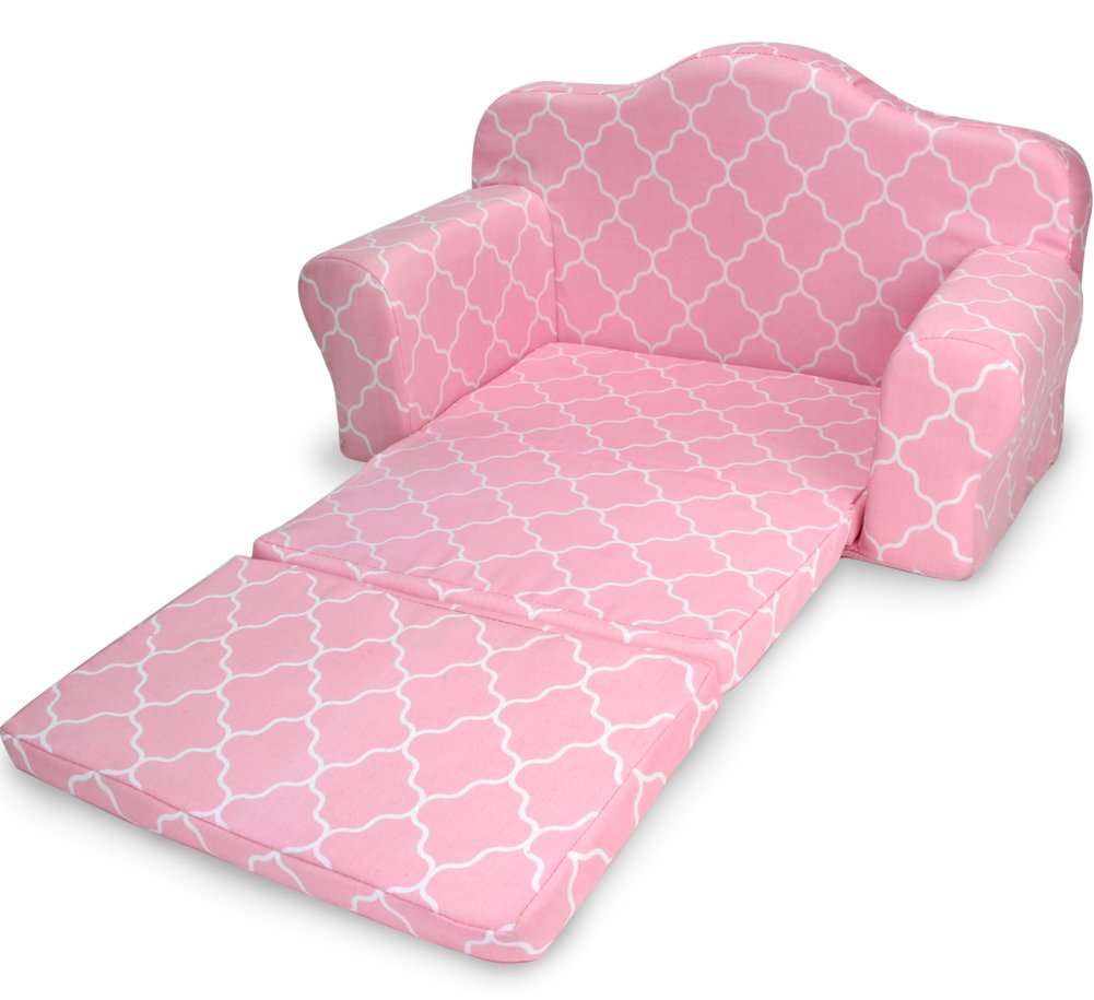 Sophia's 2-in-1 Plush Print Pull-Out Sofa Bed for Two 18'' Dolls, Pink