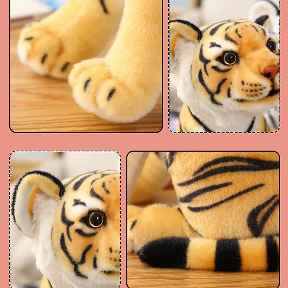GUDVES Tigers Plush Toy Stuffed Animal - Cute Lifelike Tiger Stuffed Animals Toy Gift for Boy Baby Hug Tiger - Yellow Stuffed Animal (9.8 in, Yellow