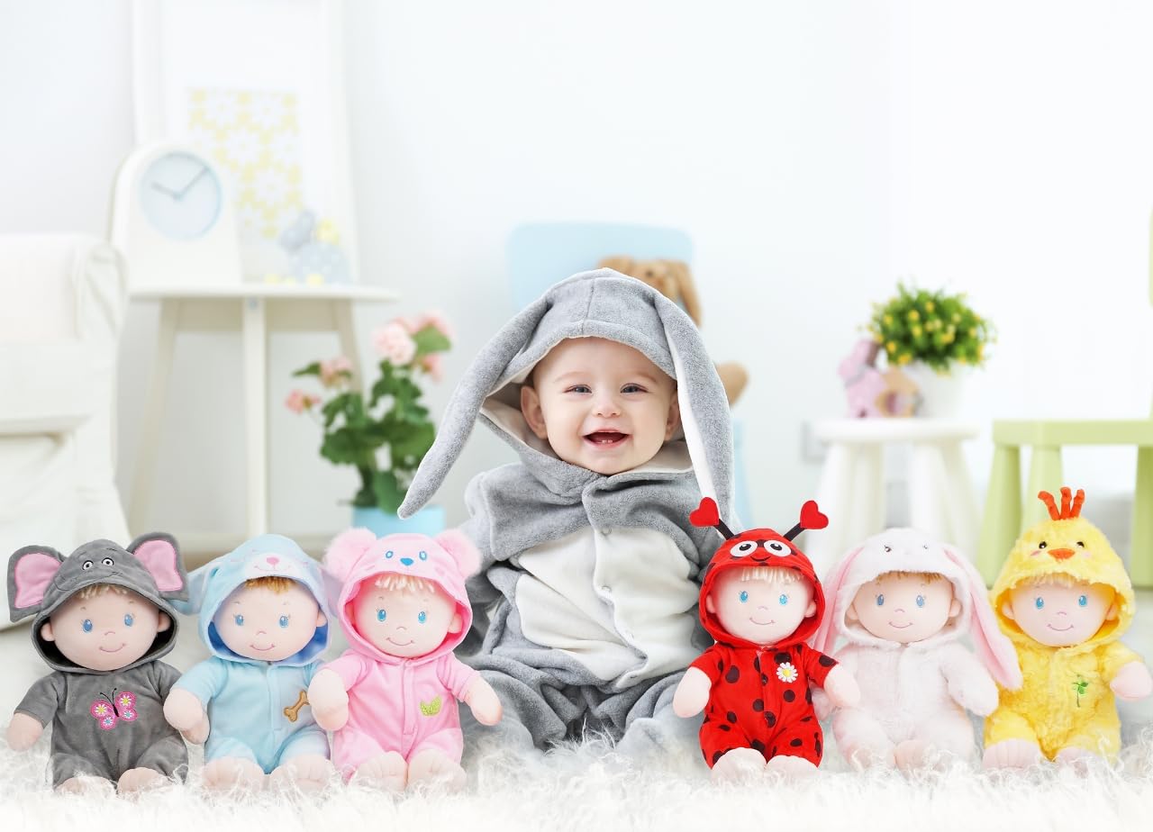 June Garden 12" Sweet Dolly Ladybug - Stuffed Ultra Soft Baby Doll for Birth and Up - Ladybug Outfit