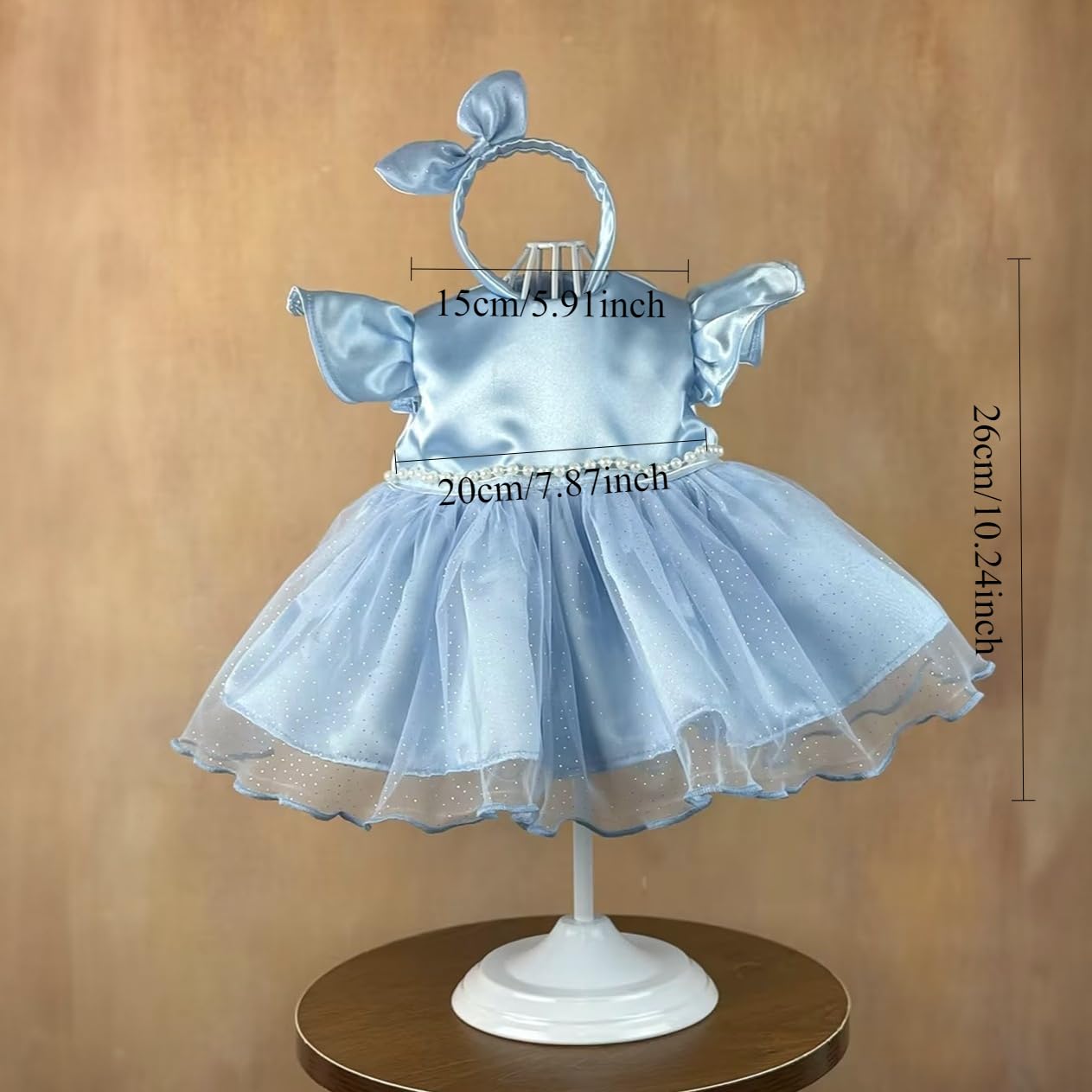 GUESSBELLY Three-piece Clothing Suit Perfect for Doll's Accessories Sparkling Princess Dress+Headband+Shorts Clothing Set Fit for 19-22inch Reborn