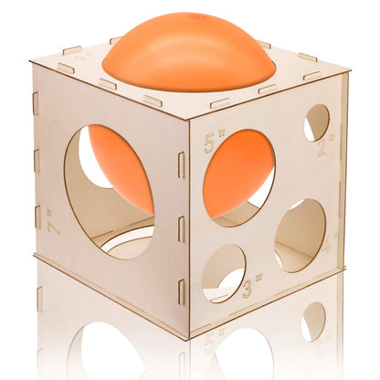 9 Holes Collapsible Wood Balloon Sizer Cube Box from 2" to 10",Balloon Measurement Tool for Birthday,Wedding,Party Decorations,Balloon Arches Columns