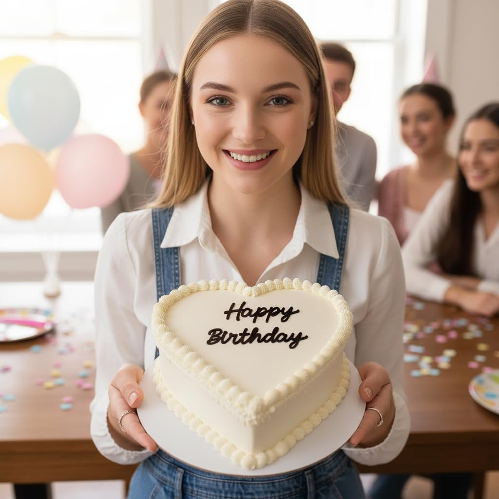 Happy Birthday Cake Topper, Black Acrylic Script Birthday Cake Decoration for Birthday Party, Cake Decor for Women Girls Dessert Table (happy