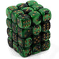 Chessex D&D Dice-12mm Gemini Black, Green, and Gold Plastic Polyhedral Dice Set-Dungeons and Dragons Dice Includes 36 Dice - D6, (CHX26839)