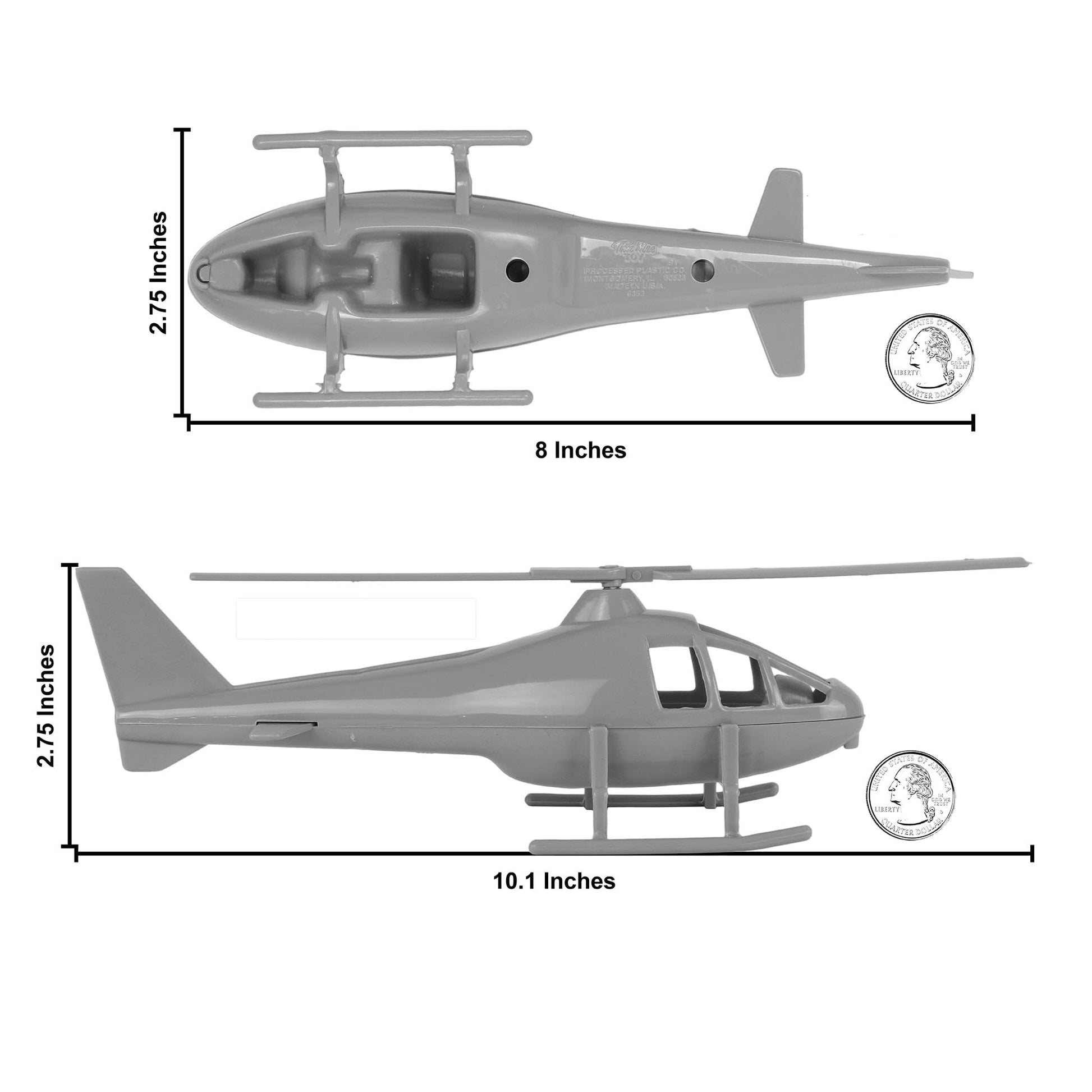 TimMee Air Support Helicopters - 2pc Gray Plastic Army Men Choppers US Made