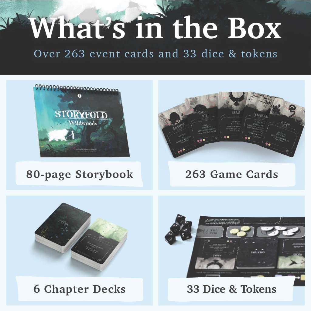 Storyfold: Wildwoods - Solo Narrative Adventure Board Game | 1 Player Board Game | Immersive Storybook Gameplay, Unique River Card Mechanic, Learn as