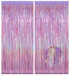 Melsan Purple Pink Tinsel Backdrop for Birthday, 2 Pack 3.2ft x 8ft