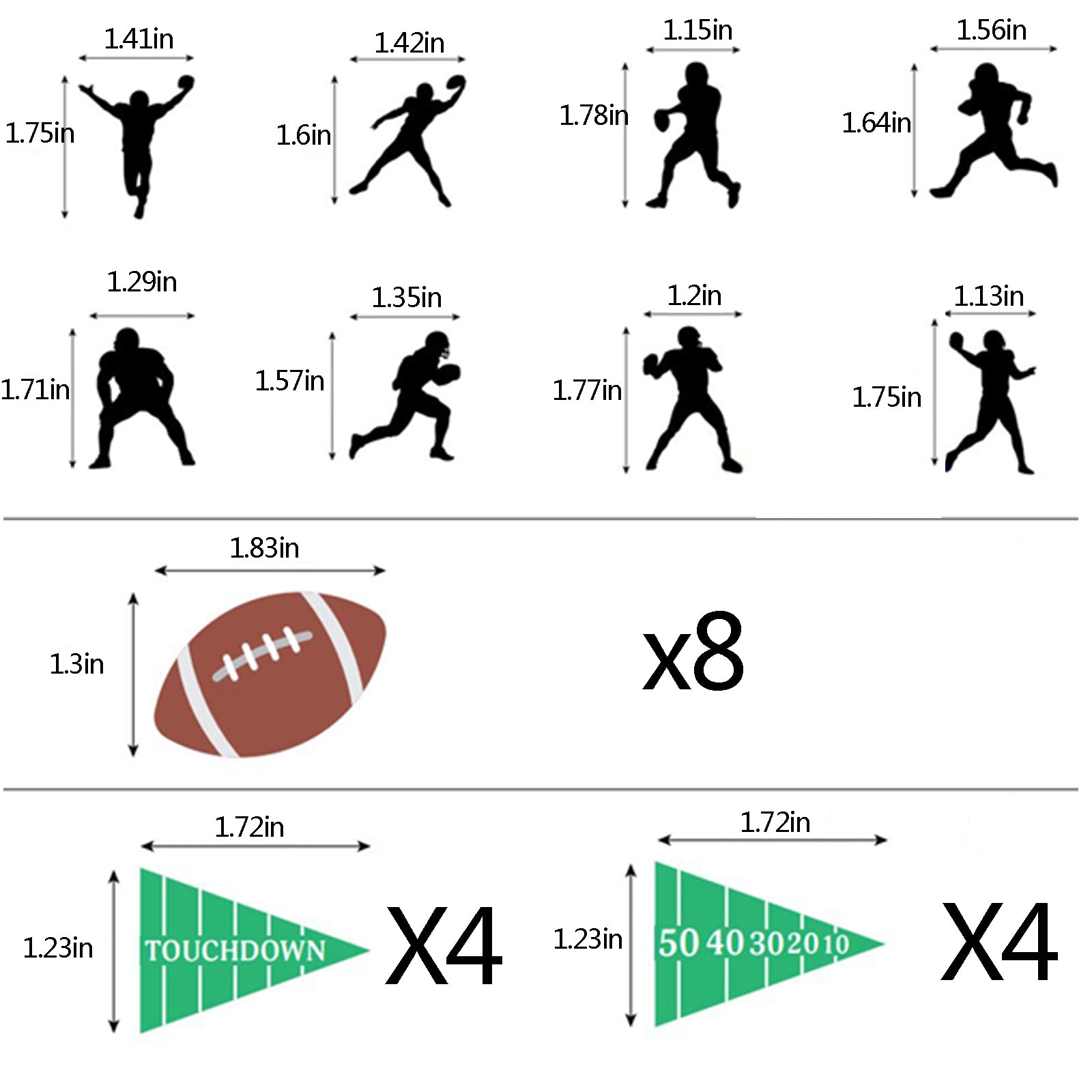 24 pcs Football Cupcake Toppers Rugby Ball Sport Super Ball Cupcake Toppers For Birthday Party (Football Party)