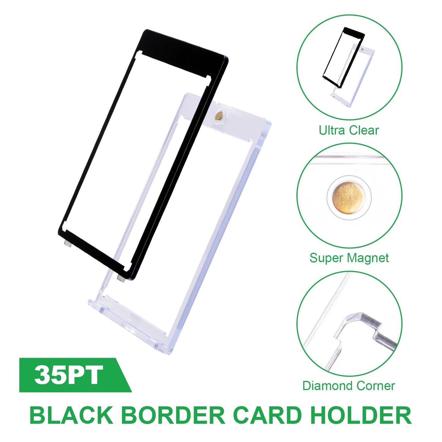RIXUGIT 10-Pack Black Border 35pt One Touch Magnetic Card Holder