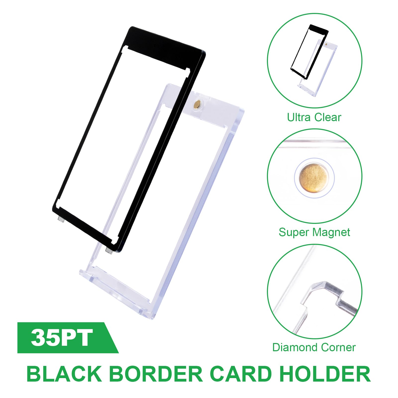 RIXUGIT 10-Pack Black Border 35pt One Touch Magnetic Card Holder