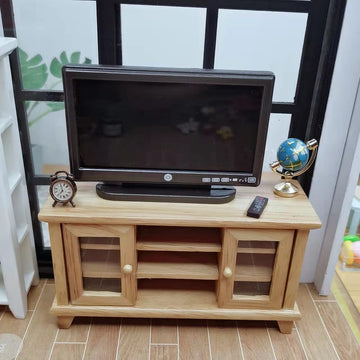 Dollhouse Decoration Accessories,1:12 Fireplace TV Miniature Furniture Room Wooden Vintage Fireplace Mini Furniture