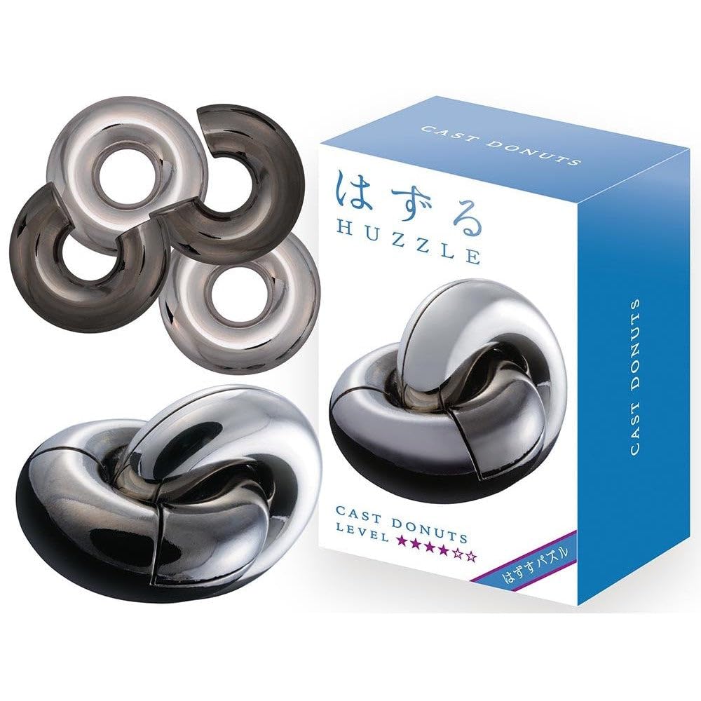 BePuzzled Donuts Hanayama Cast Metal Brain Teaser Puzzle (Level 4) Puzzles For Kids & Adults Ages 12 & Up, Model:30847 Bronze Color