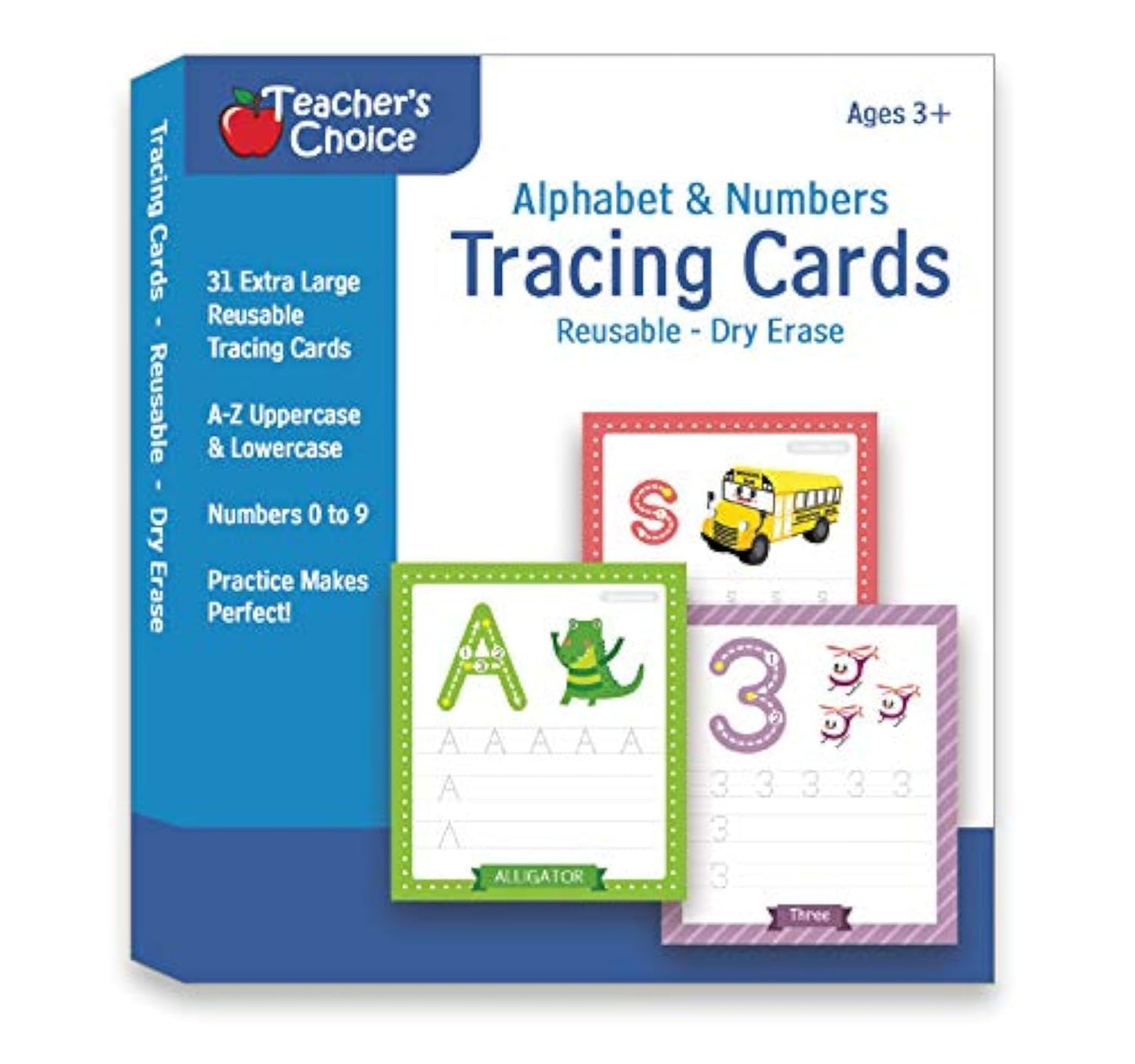 Alphabet & Number Tracing Cards for Ages 3+, Reusable Dry Erase Cards