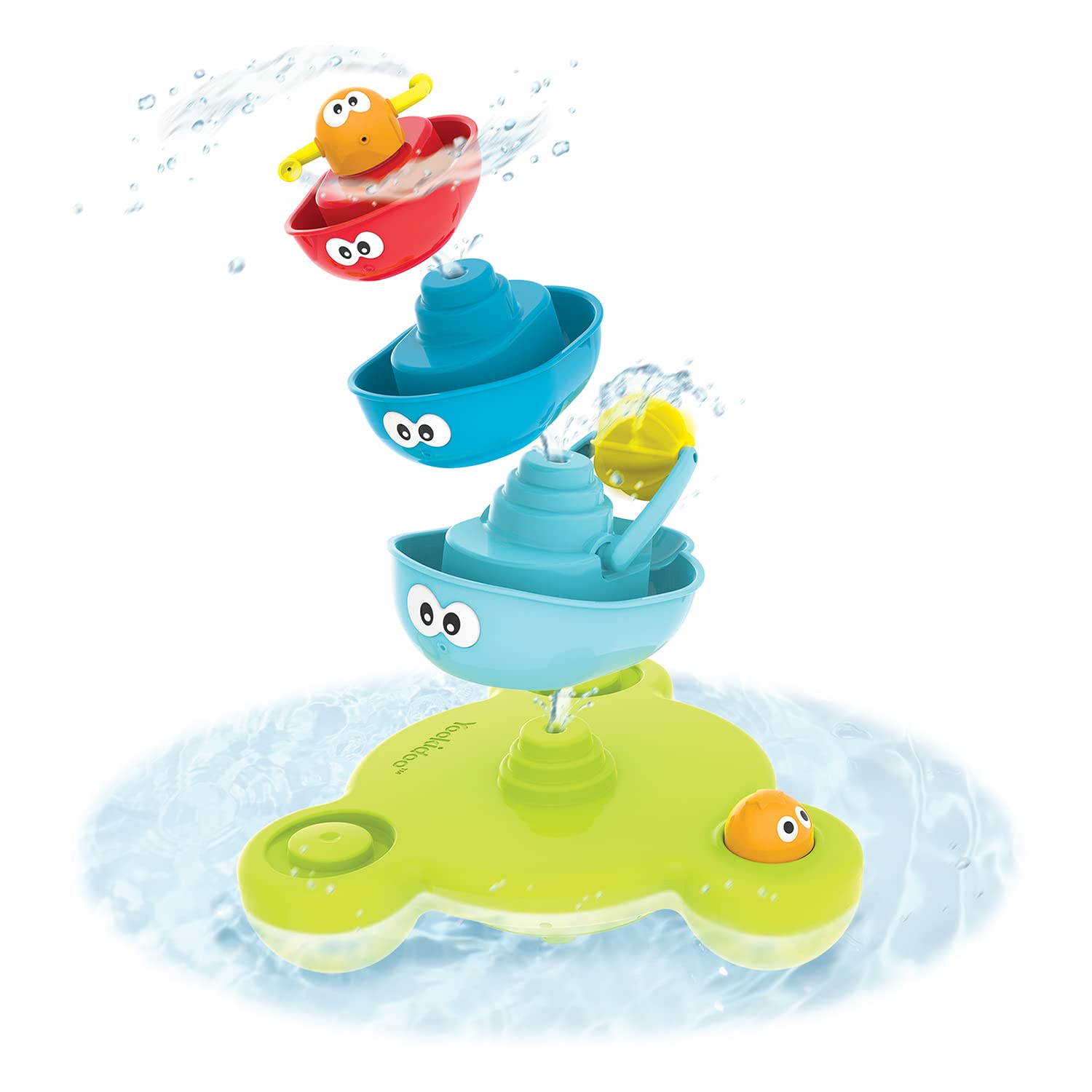 Yookidoo Stackable Baby Bath Toy (Ages 1-6 Years) Stack N' Spray - 7 Moveable Pieces - Interactive Fun Toy for Bath Time - for Toddlers, Babies, Kids