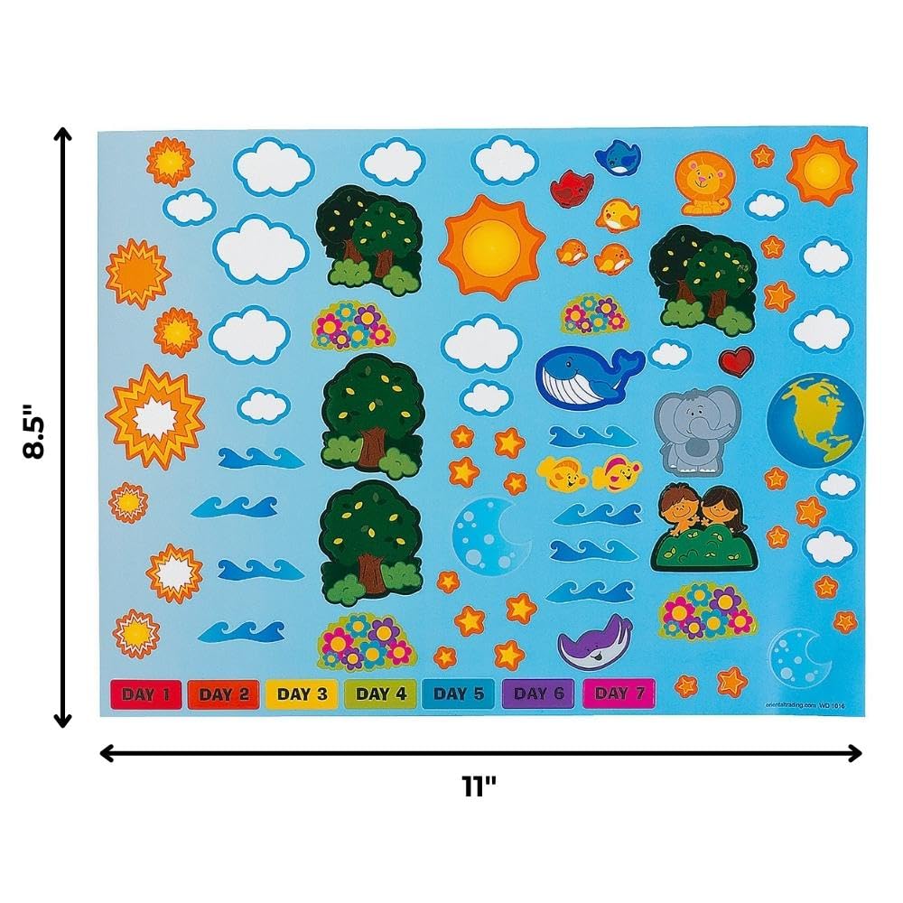 Fun Express 11" x 8 1/2" Religious 7 Days of Creation Fold-Up Sticker Scenes VBS 2026-12 Sets