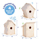 Neliblu DIY 12 Wooden Bird House Kits - Creative Arts and Crafts Set for Adults - Unfinished Wood Birdhouses with Paint Strips, Brushes, Stickers