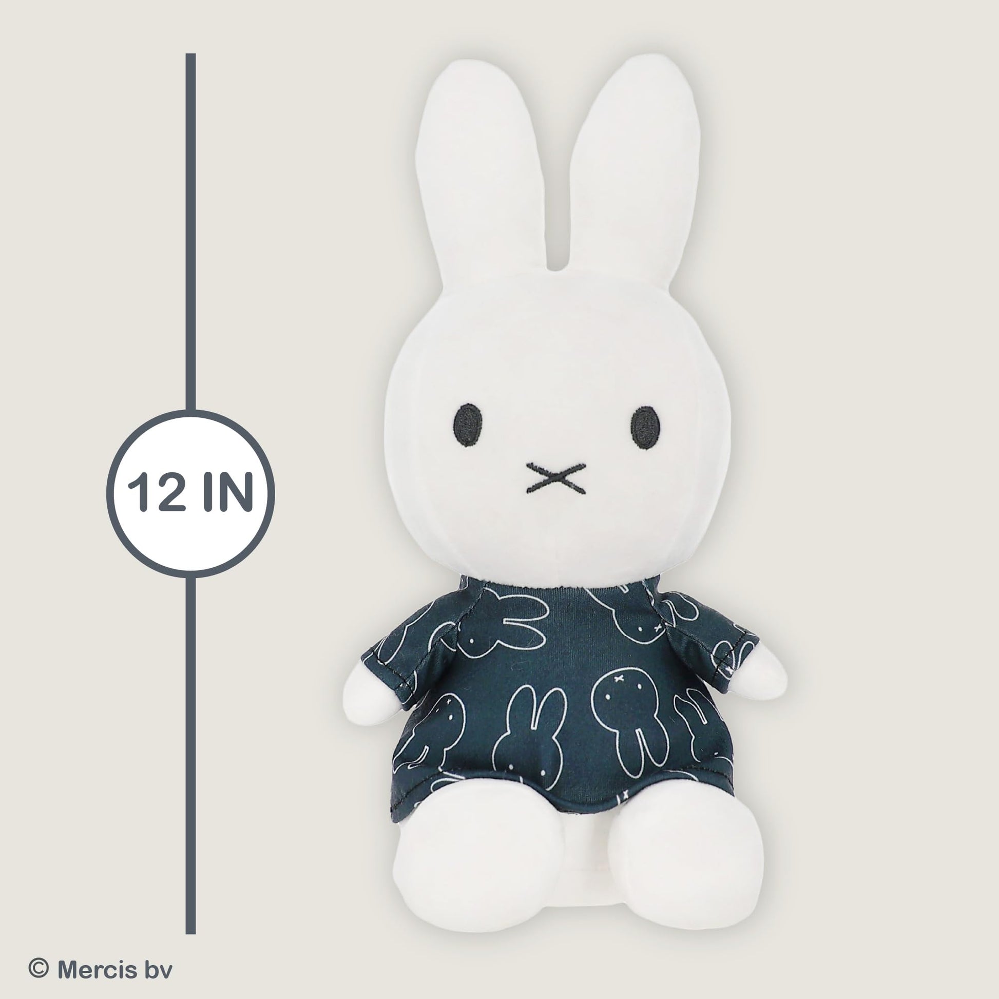Kids Preferred Miffy Plush 12" - Black and White Dress, Super Soft Material, Embroidered Details, Beans in Bottom, Ages 0 Months and up, 12 in