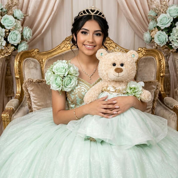 KINNEX COLLECTIONS SINCE 1997 Large 20” Quinceañera Teddy Bear Centerpiece - Elegant Dress, Oversized Keepsake Gift for 15 Años, OSO Quinceañera