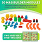 POPULAR PLAYTHINGS Mag Builder Building Set, Magnetic Connecting Toy for Kids Imagination and Creative Play, Crazy Shapes Gift for Children - 30 Piece