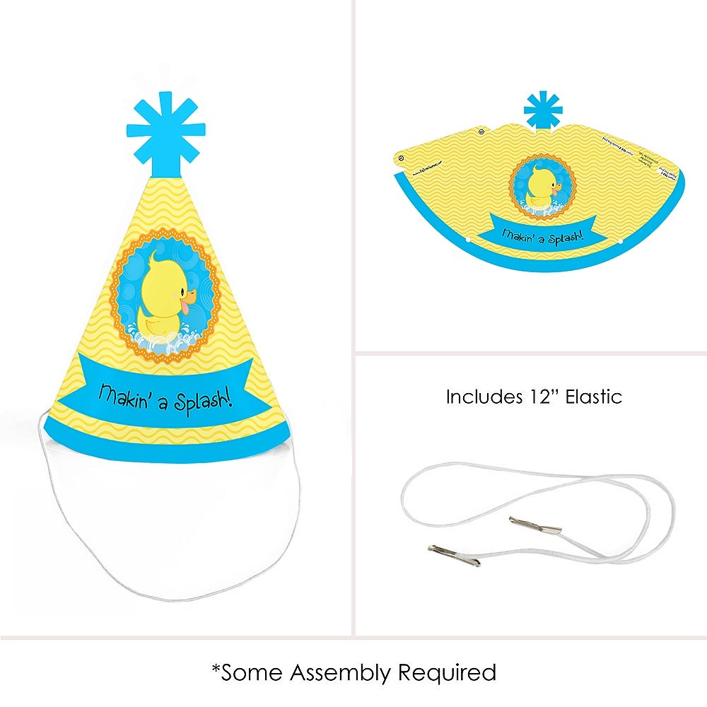 Big Dot of Happiness Ducky Duck - Mini Cone Baby Shower or Birthday Party Hats - Small Little Party Hats - Set of 8
