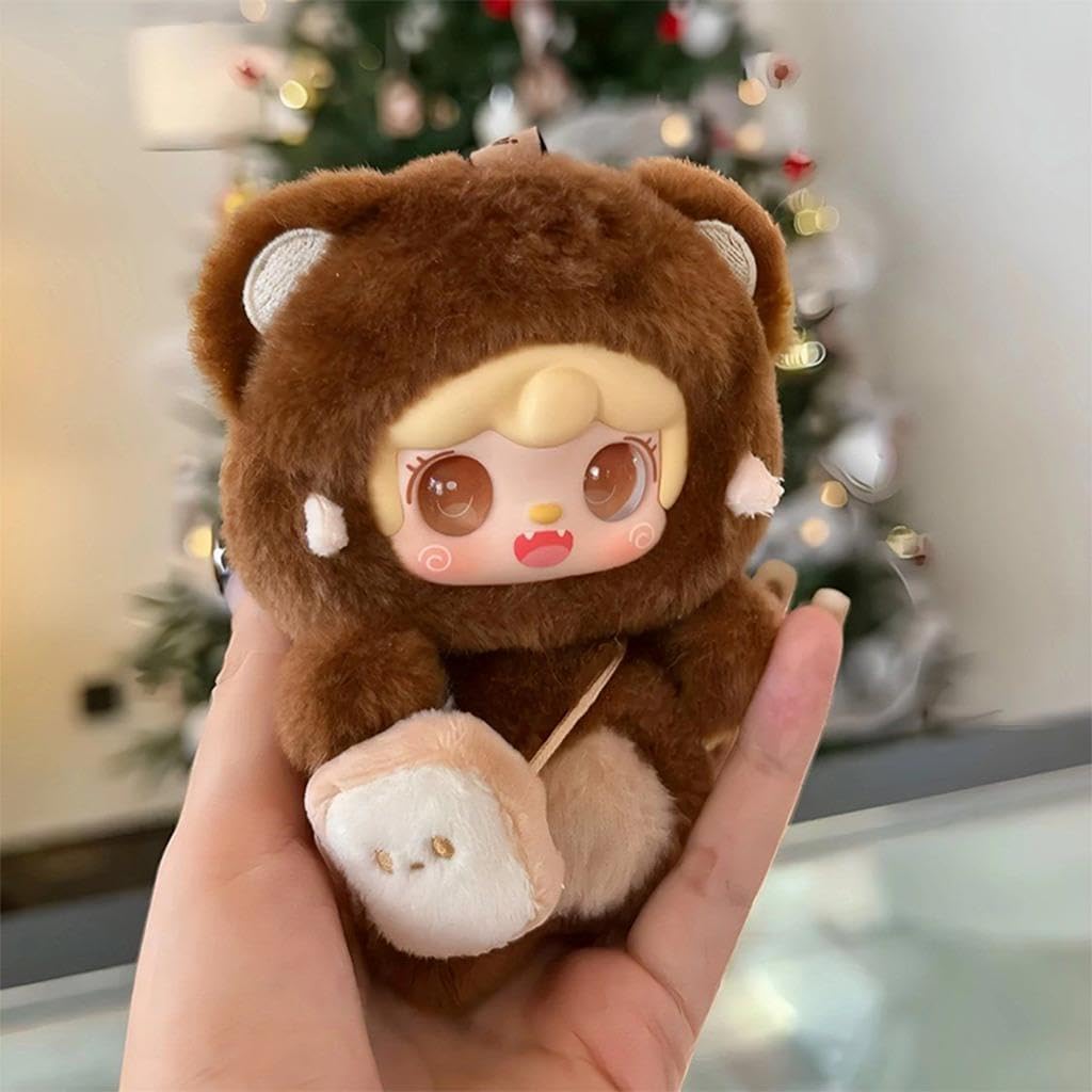 Rlvgqu Yooki Take A Bite of Bear Series Plush Box Cute Action Figures Collectible Mystery Stuffed Doll Toys Bag Charm Pendant Keychain Birthday