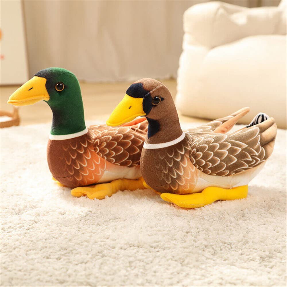JIANEEXSQ Realistic Mallard Duck Plush Stuffed Animal Toy Gift for Kids (Brown)