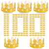 100-Piece Gold Adjustable Paper Crowns with DIY-Size Design, Exclusive for Kids' Birthday Parties & Family Gathering Decorations (Retro Style)