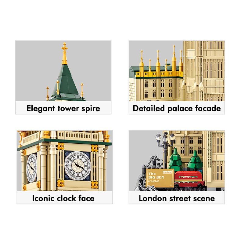 Apostrophe Games Big Ben Building Block Set (1,095 Pieces) London's Big Ben Clock Tower Famous Landmark Series - Architecture Model for Kids