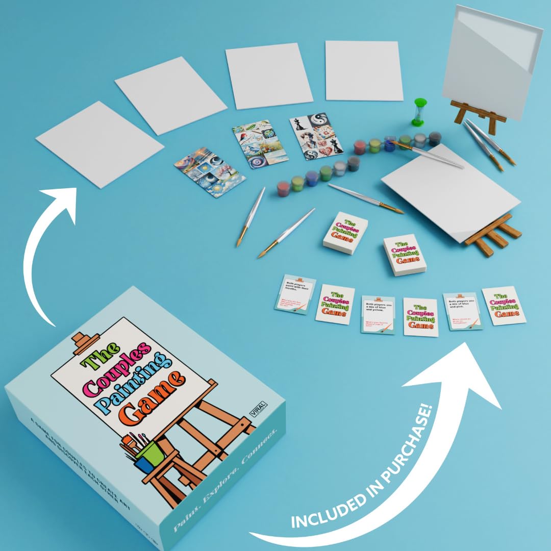 The Couples Painting Game - Date Night Card & Painting Kit | Fun DIY Activity with Prompts, Challenges & Questions for Deeper Connection, Meaningful