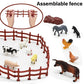 Mini Toy Barn Farm Toys Playset, 66PCS Plastic Farm Animals Figurines and Fence Farm Playset, Farm Figures Farmer Vehicle Toy Truck with Trailer