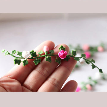 Dollhouse Vines - Miniature Rose Flower Vine for Fairy Garden Decoration (4PCS)