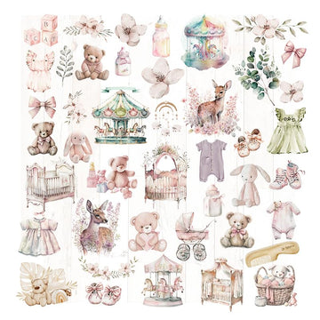 Kailikin Vintage Junk journaling Stickers TN sulfuric Acid Paper White Ink washi Stickers Set of 43pcs for Scrapbooking Decoration - Baby Collection