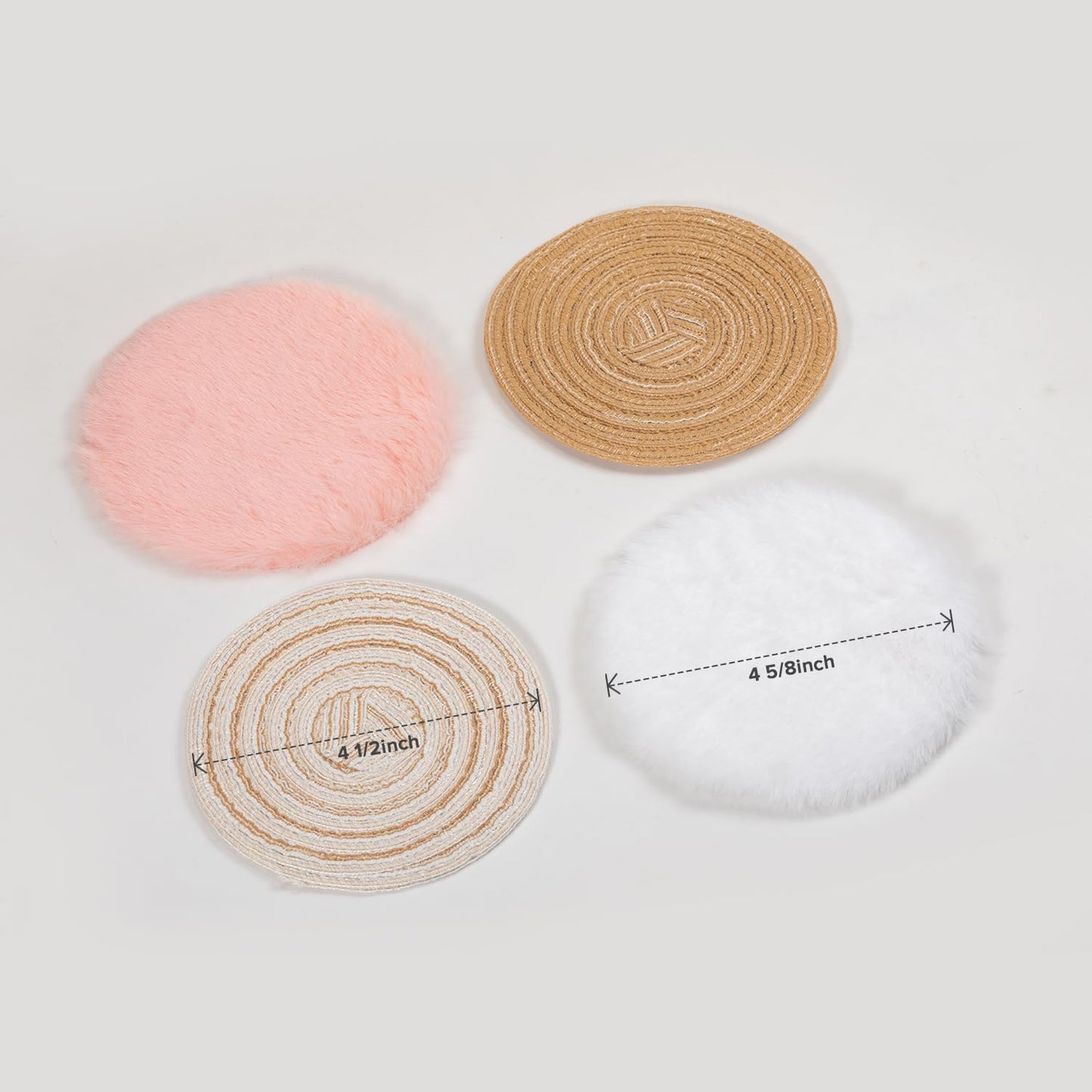 SAMCAMI Miniature Dollhouse Accessories Fluffy Rugs 4Pcs, Mini Dollhouse Accessories 1 12 Scale (Round)